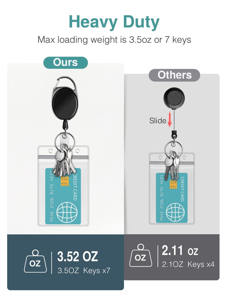 Puroma 10 Pack Badge Holder with Carabiner Badge Reel and Clip Retractable Heavy Duty, Clear ID badge holder with Waterproof Vertical Lanyard, Name Badge Holders with Key Ring for Card Holder Keychain - Image 4